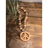 collier brut peace & love ( terra-cotta / brun)